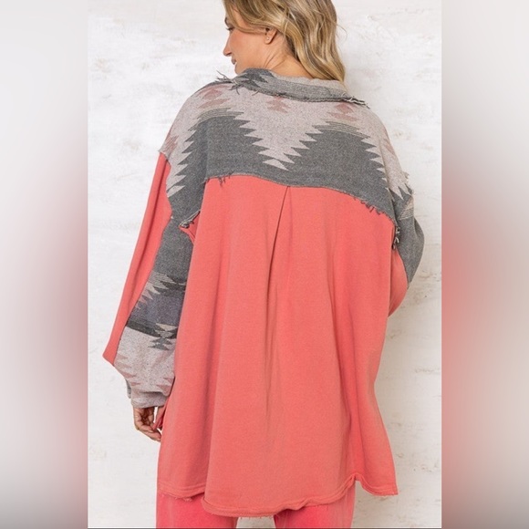 New POL Aztec French Terry Jacket Size Large - Picture 3 of 4